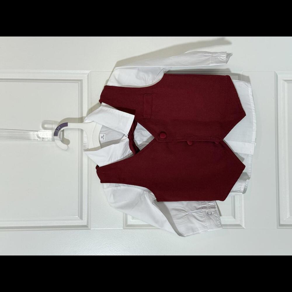 A&J DESIGN Boys Suits 4 Piece Set of Jacket Pants for Kids Size 18-24M Red